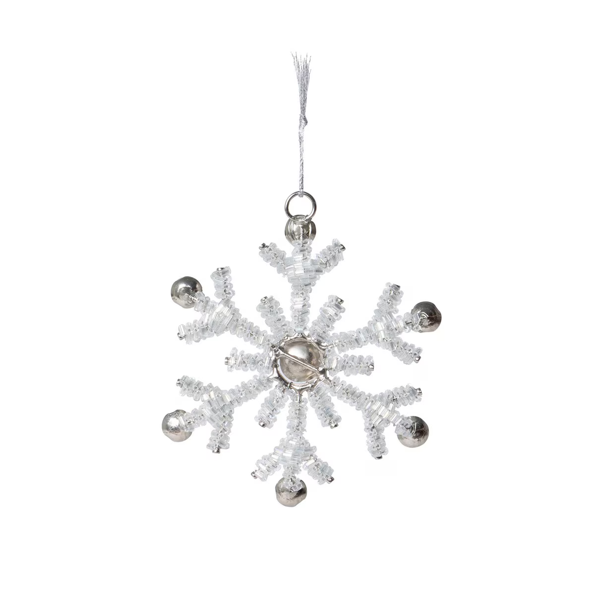 Alpine White Beaded Snowflake Ornament