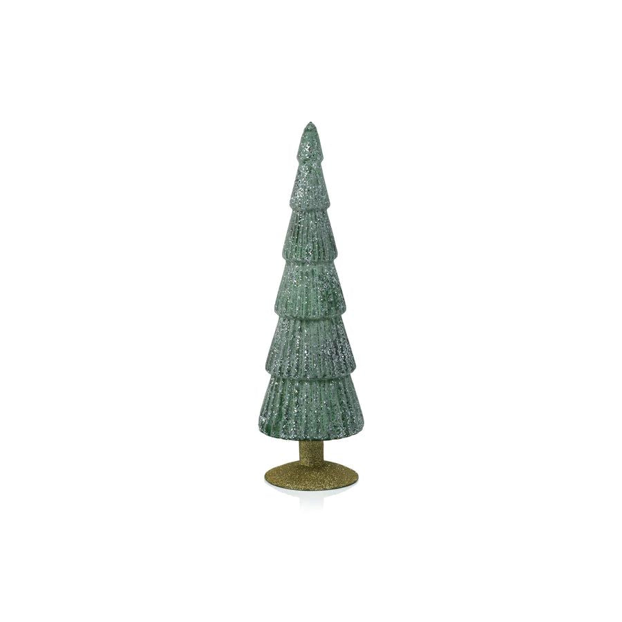 Sugar Pine Green Glass Tree on Gold Glitter Base
