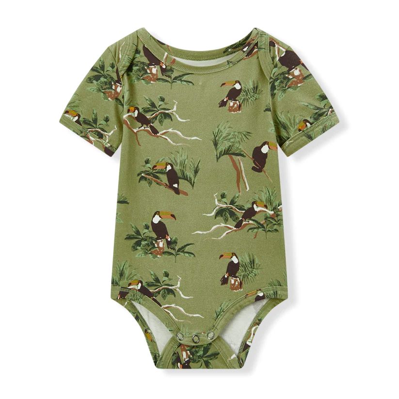 Milkbarn Toucan Cotton Stretch Short Sleeve One Piece