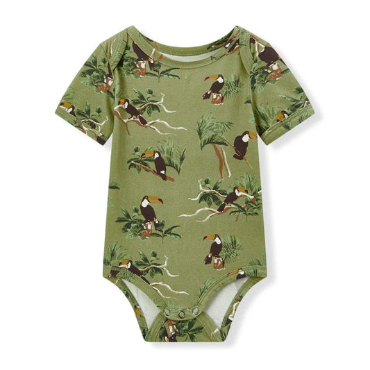 Milkbarn Toucan Cotton Stretch Short Sleeve One Piece