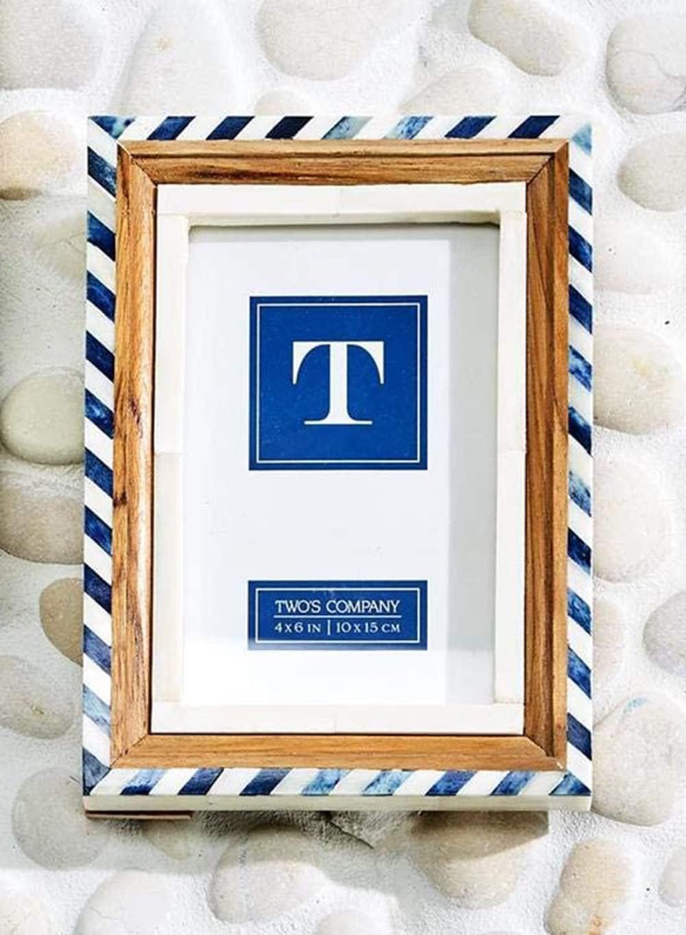 Santorini Blue and White Bone Border Photo Frame
