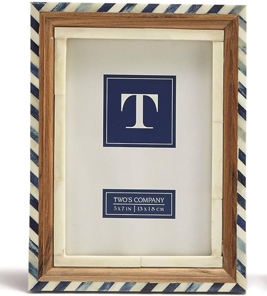 Santorini Blue and White Bone Border Photo Frame