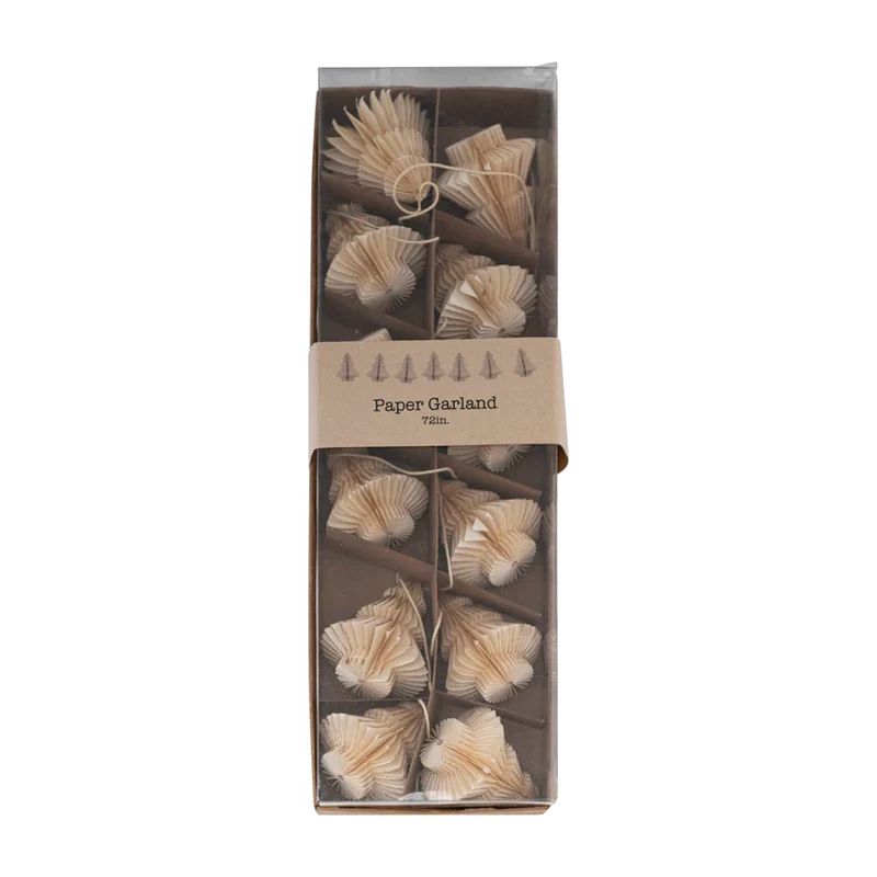 Handmade Recycled Paper Honeycomb Tree Garland | Cream