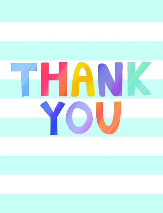 Light Blue Stripe Thank You Boxed Cards