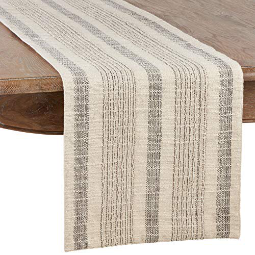 Alexandria Collection: Striped Woven Table Runner Ivory