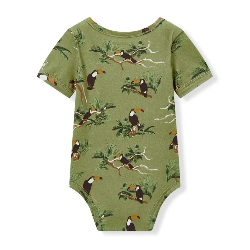 Milkbarn Toucan Cotton Stretch Short Sleeve One Piece