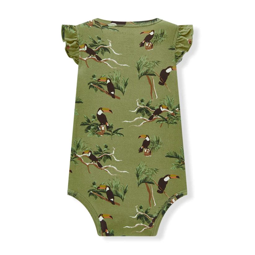 Milkbarn Toucan Cotton Stretch Ruffle One Piece