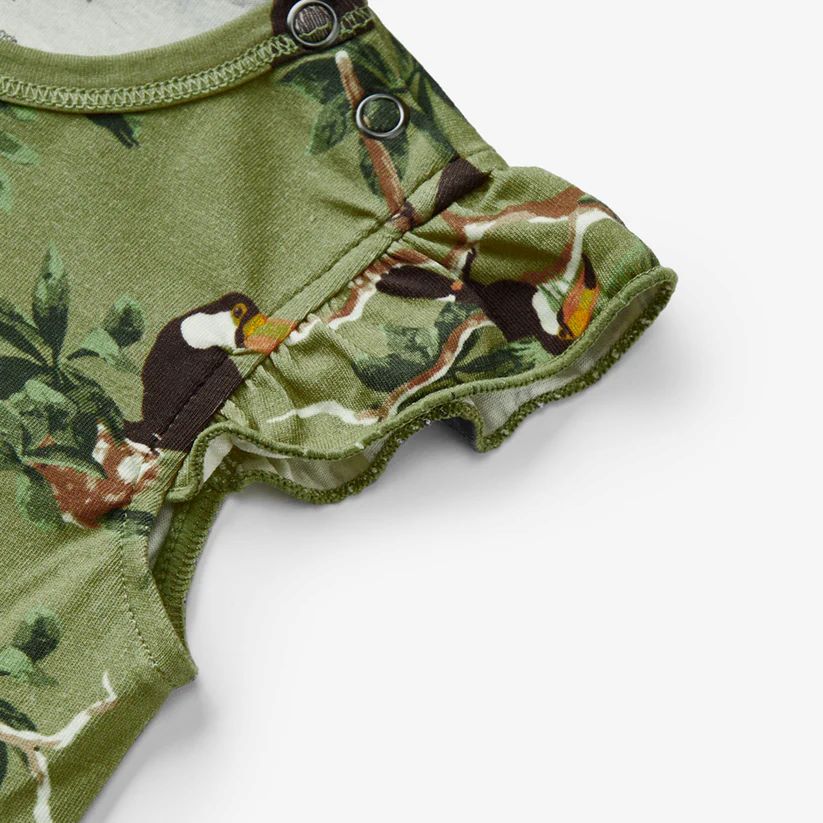 Milkbarn Toucan Cotton Stretch Ruffle One Piece
