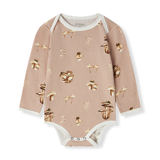 Milkbarn Mushroom Organic Cotton Long Sleeve One Piece