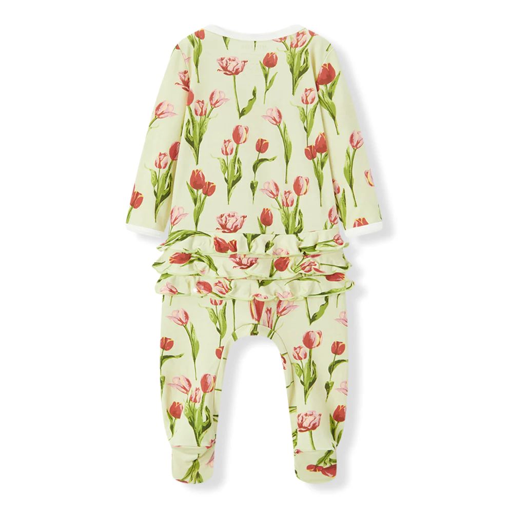 Milkbarn Luxe Stretch Ruffle Footed Romper