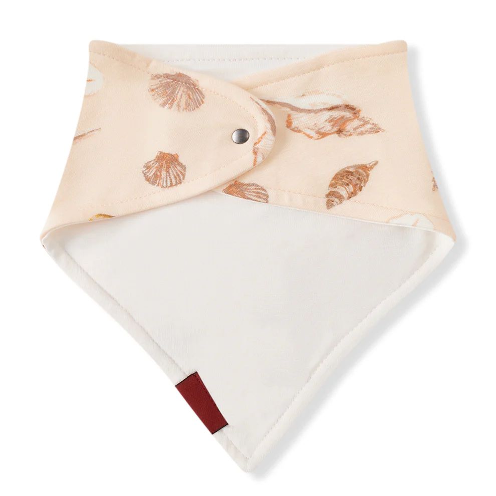 Milkbarn Seashells Bamboo Three-Layer Kerchief Bib