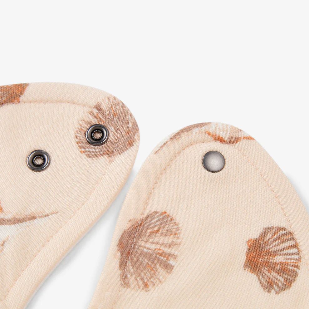 Milkbarn Seashells Bamboo Three-Layer Kerchief Bib