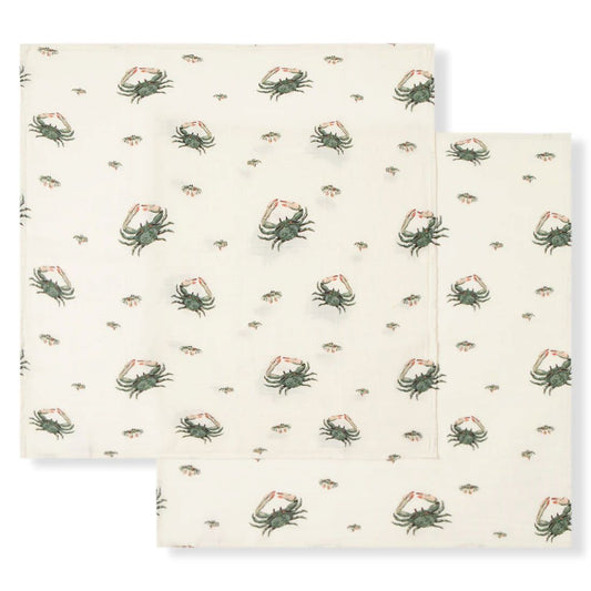 Milkbarn Coastal Crab Bamboo Muslin Burp Cloths Set