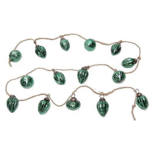 Forest Green Mini Glass Ornament Garland