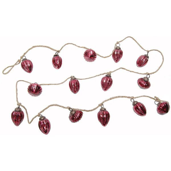 Cranberry Mini Glass Ornament Garland