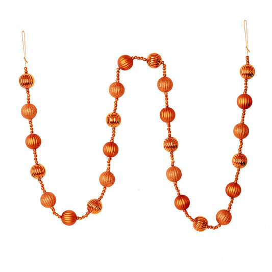 Burnished Orange Stripe Ball Ornament Garland