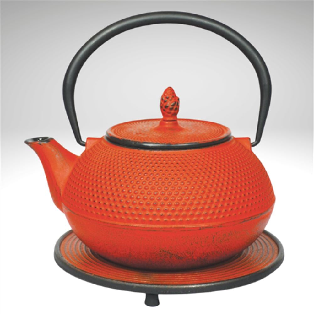 Frieling Red Arare Cast Iron Teapot with Trivet