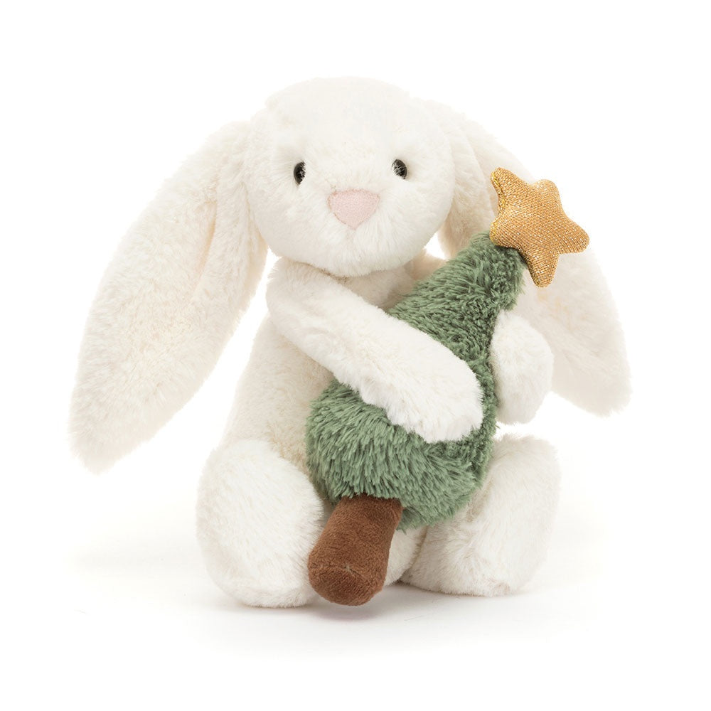 Jellycat Bashful Bunny with Christmas Tree