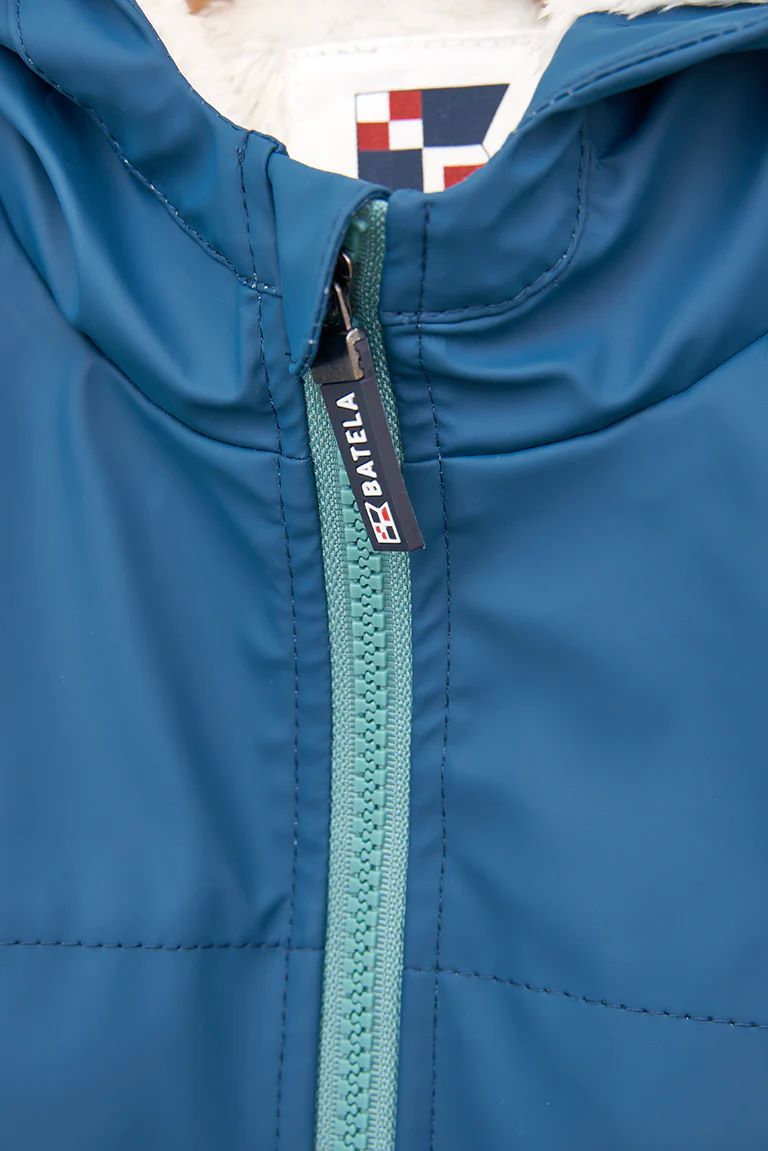 Batela Marine Blue Kids Raincoat with Sheepskin Lining