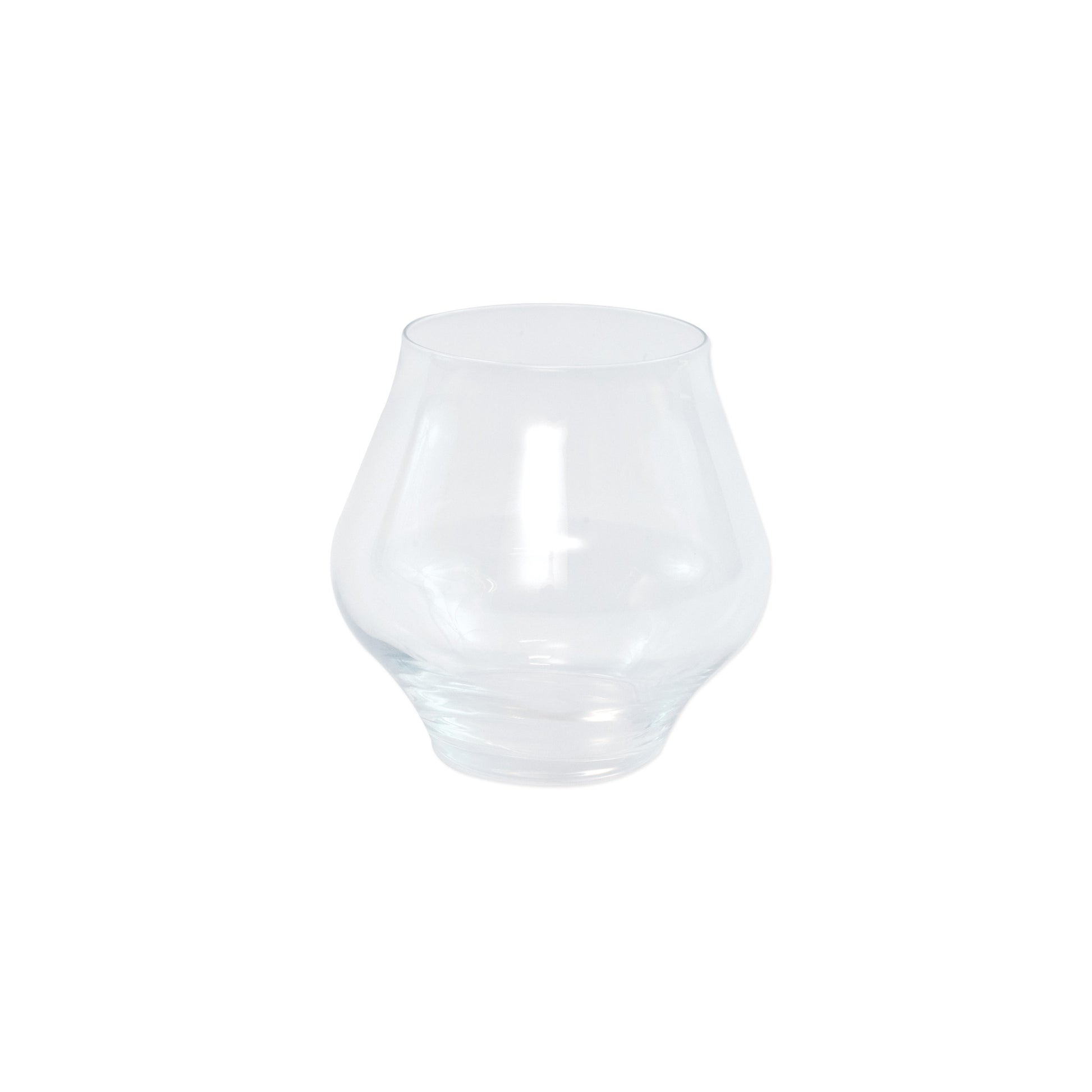 Clear stemless wine glass