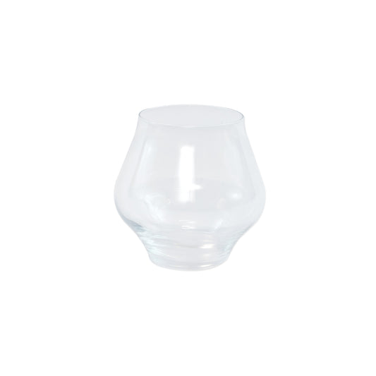Clear stemless wine glass