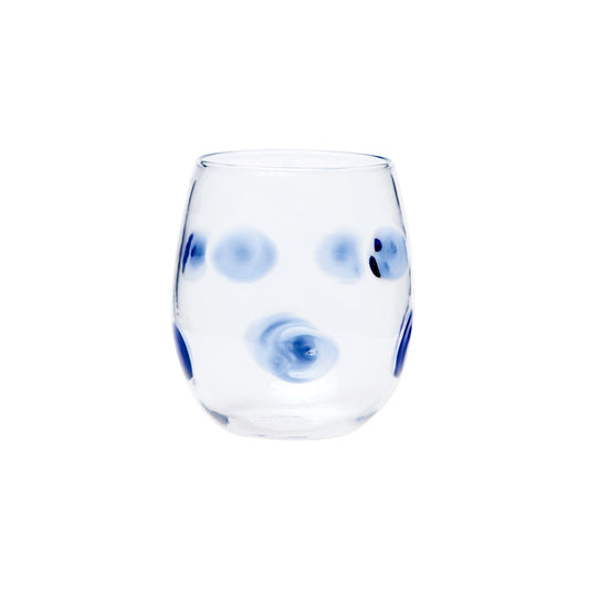 VIETRI Drop Blue Stemless Wine Glass