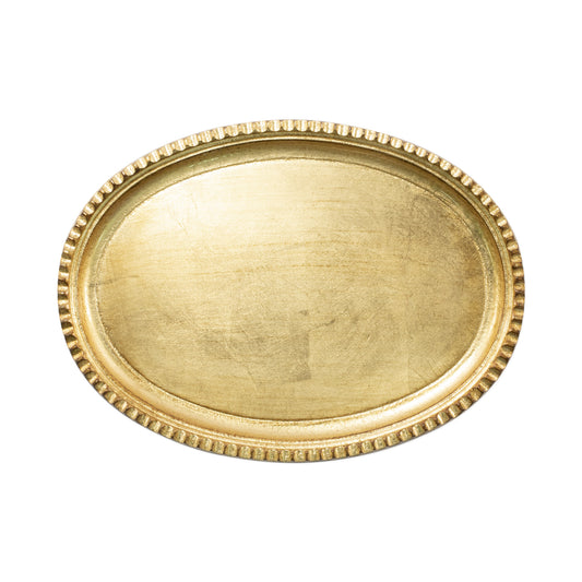 VIETRI Florentine Wooden Accessories Gold Small Oval Tray