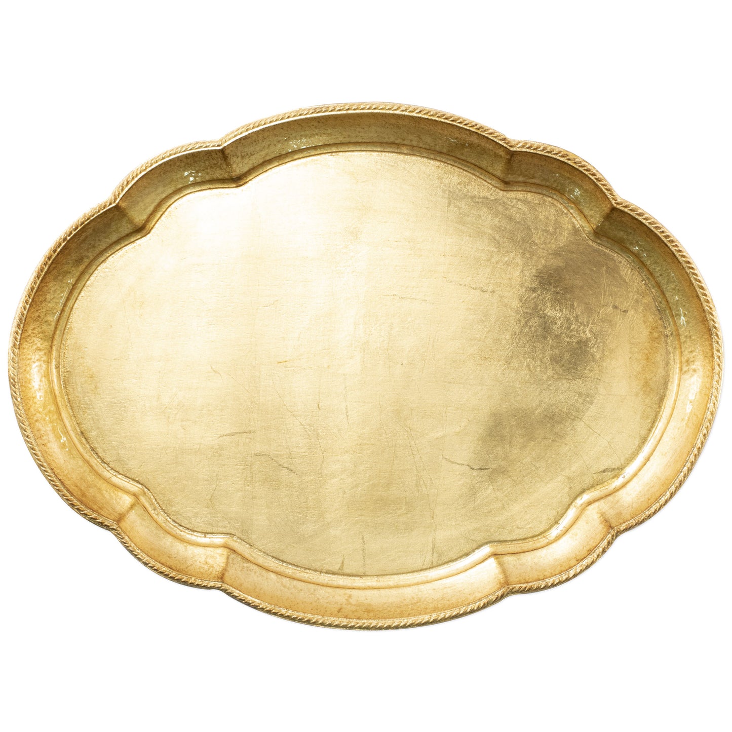 VIETRI Florentine Wooden Accessories Gold Large Oval Tray