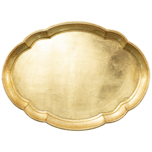 VIETRI Florentine Wooden Accessories Gold Large Oval Tray
