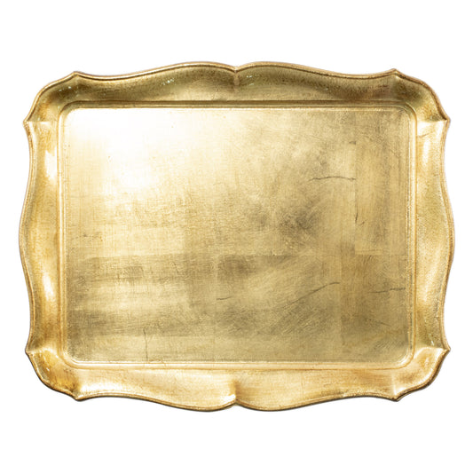 VIETRI Florentine Wooden Accessories Gold Rectangular Tray
