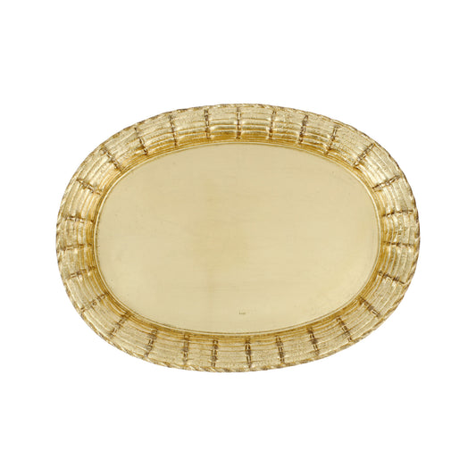 VIETRI Florentine Wooden Accessories Gold Basketweave Large Oval Tray