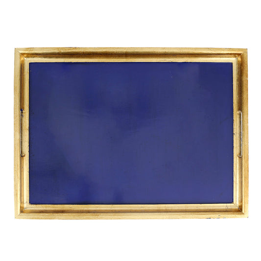 VIETRI Florentine Wooden Accessories Cobalt & Gold Large Rectangular Tray