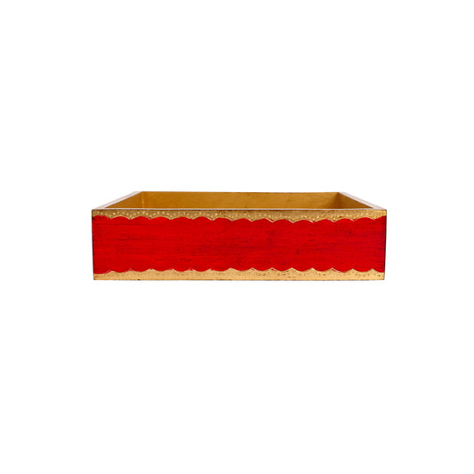 VIETRI Florentine Wooden Accessories Red & Gold Dinner Napkin Holder