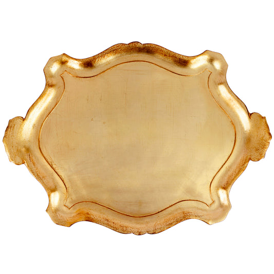 VIETRI Florentine Wooden Accessories Gold Extra-Large Oblong Tray