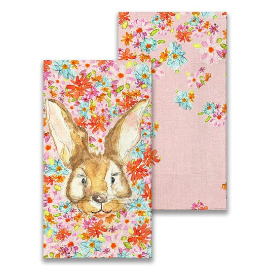 Rabbit Face and Flowers Guest Towels