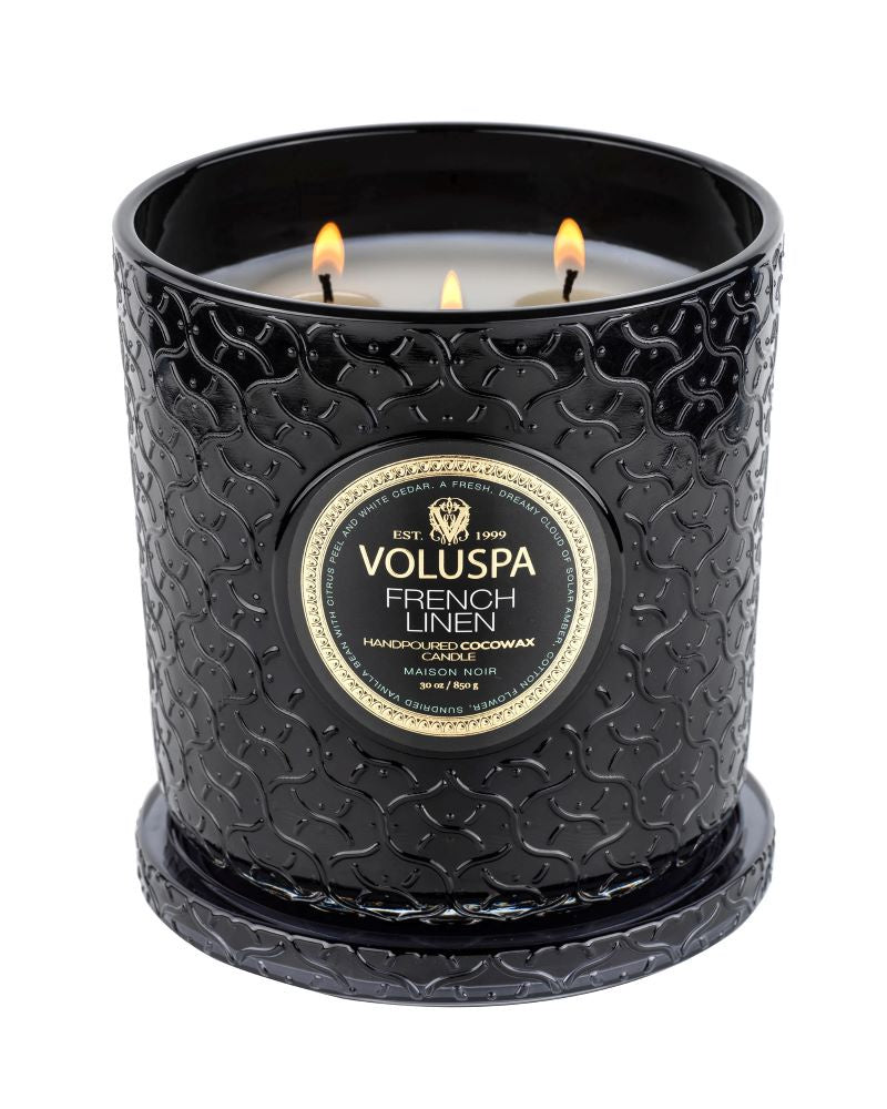 Voluspa French Linen Boxed Luxe Candle