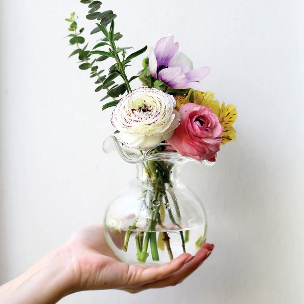 VIETRI Hibiscus Glass Clear Bud Vase