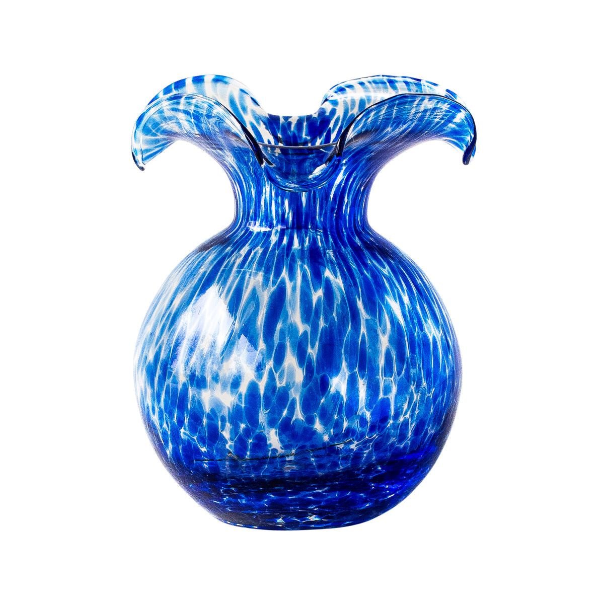 VIETRI Hibiscus Glass Cobalt Tortoiseshell Small Fluted Vase