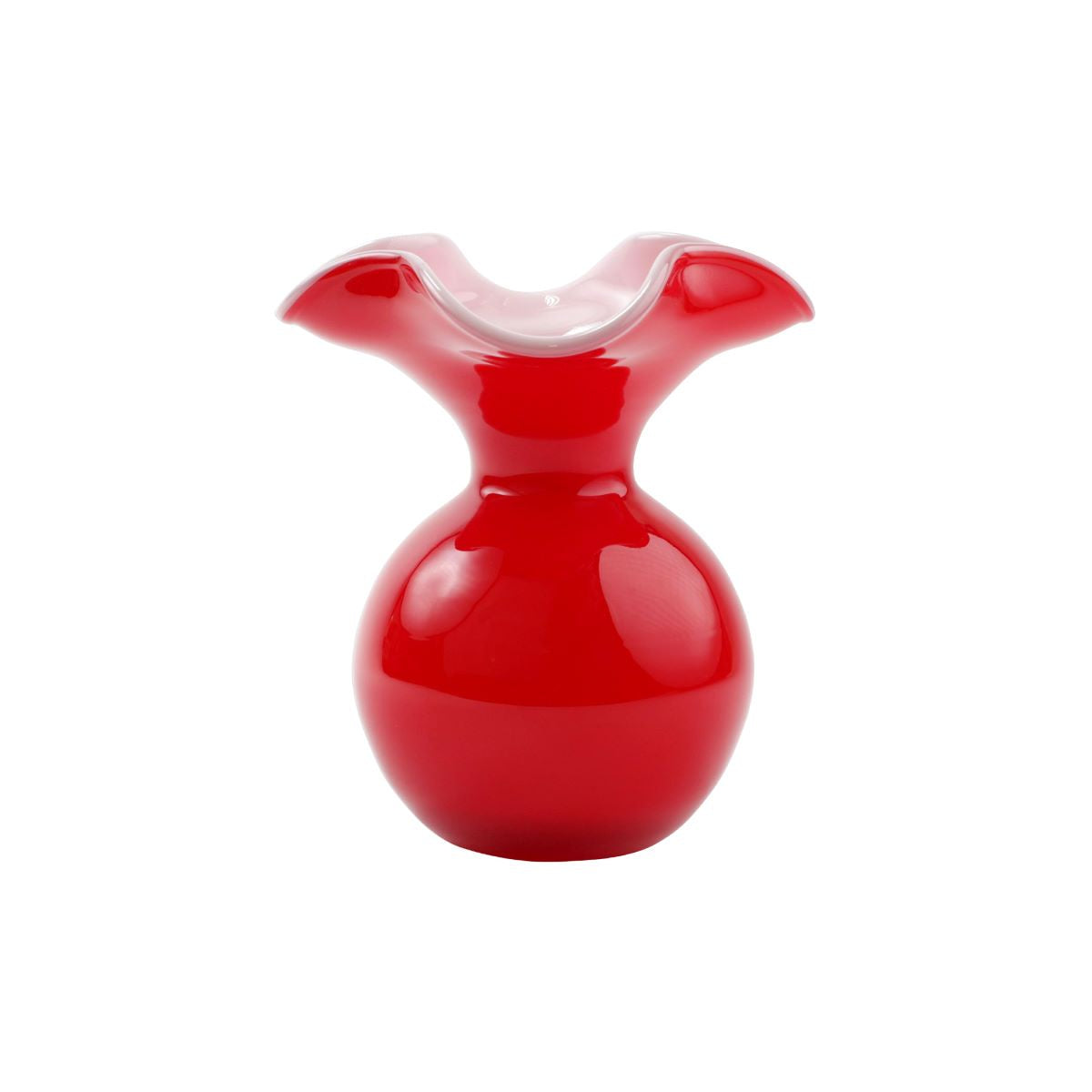 VIETRI Hibiscus Glass Red Small Fluted Vase