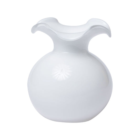 VIETRI Hibiscus Glass White Small Fluted Vase