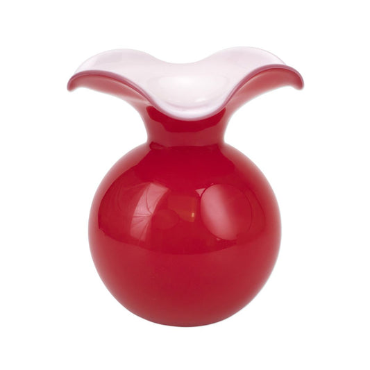 VIETRI Hibiscus Glass Red Medium Fluted Vase