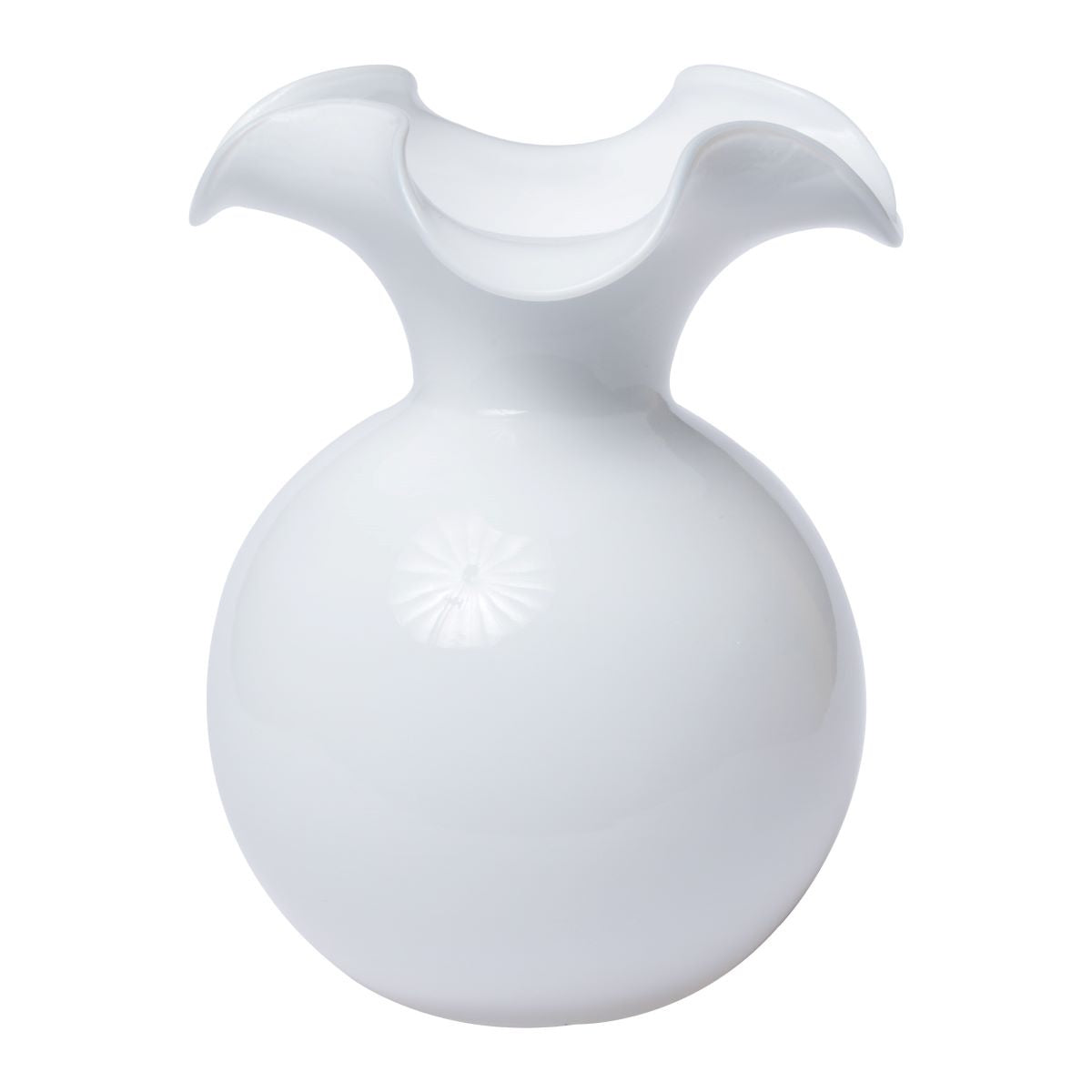 VIETRI Hibiscus Glass White Medium Fluted Vase