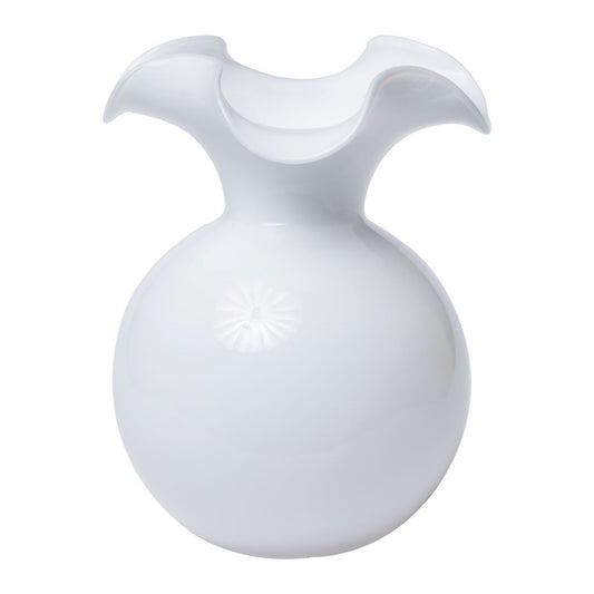 VIETRI Hibiscus Glass White Medium Fluted Vase