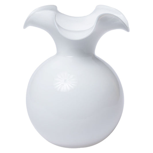 VIETRI Hibiscus Glass White Large Fluted Vase