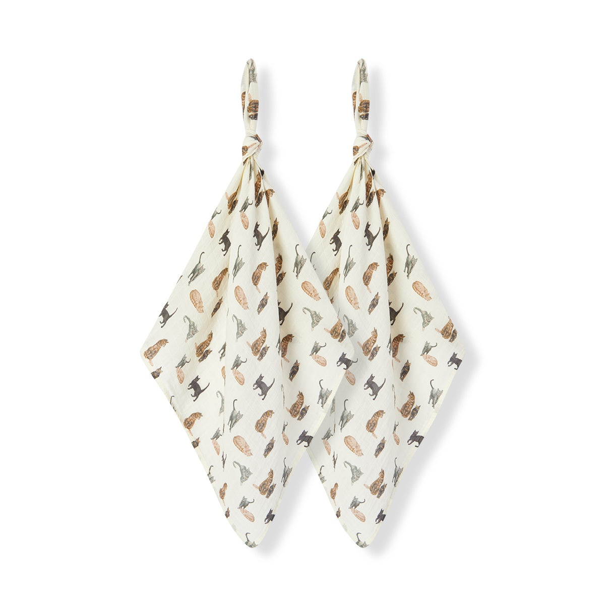 Cat Organic Cotton Two-Piece Burp Cloth Set