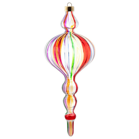 Rainbow Swirl Glass Finial Ornament