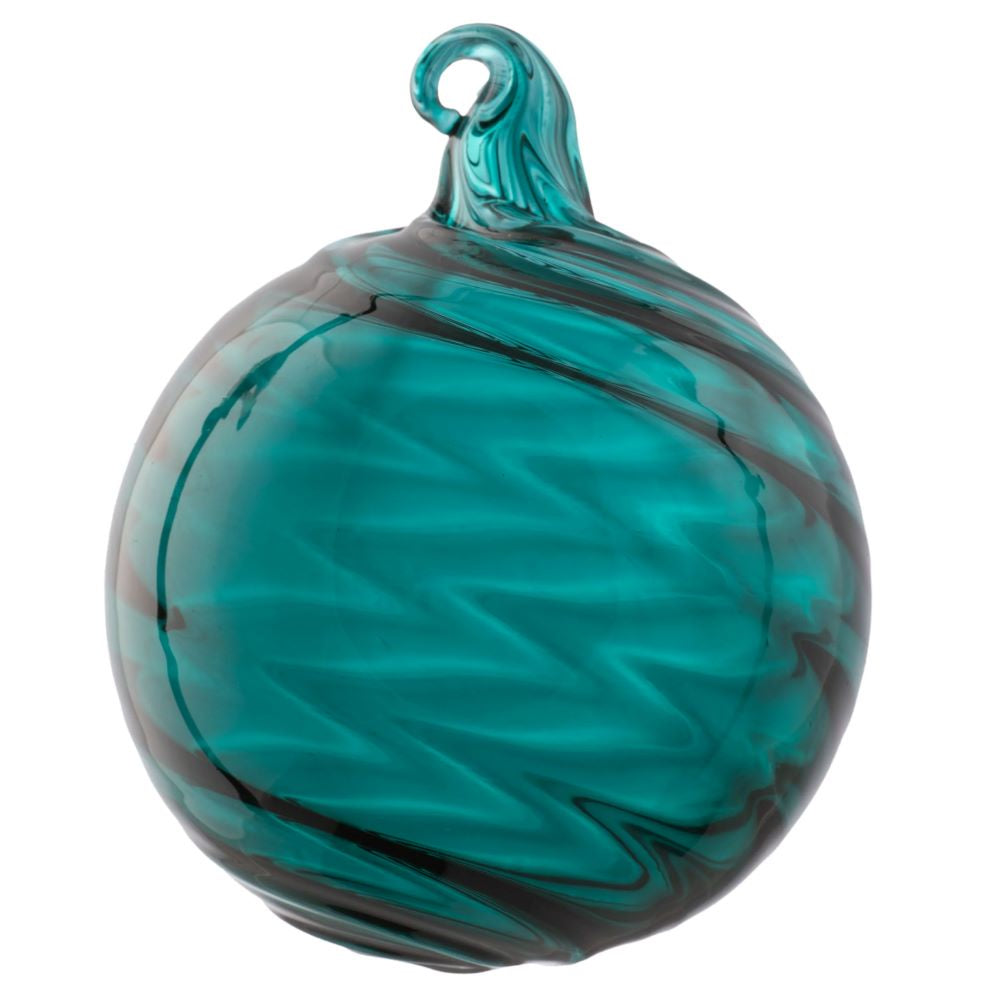 Teal Swirl Glass Ball Ornament