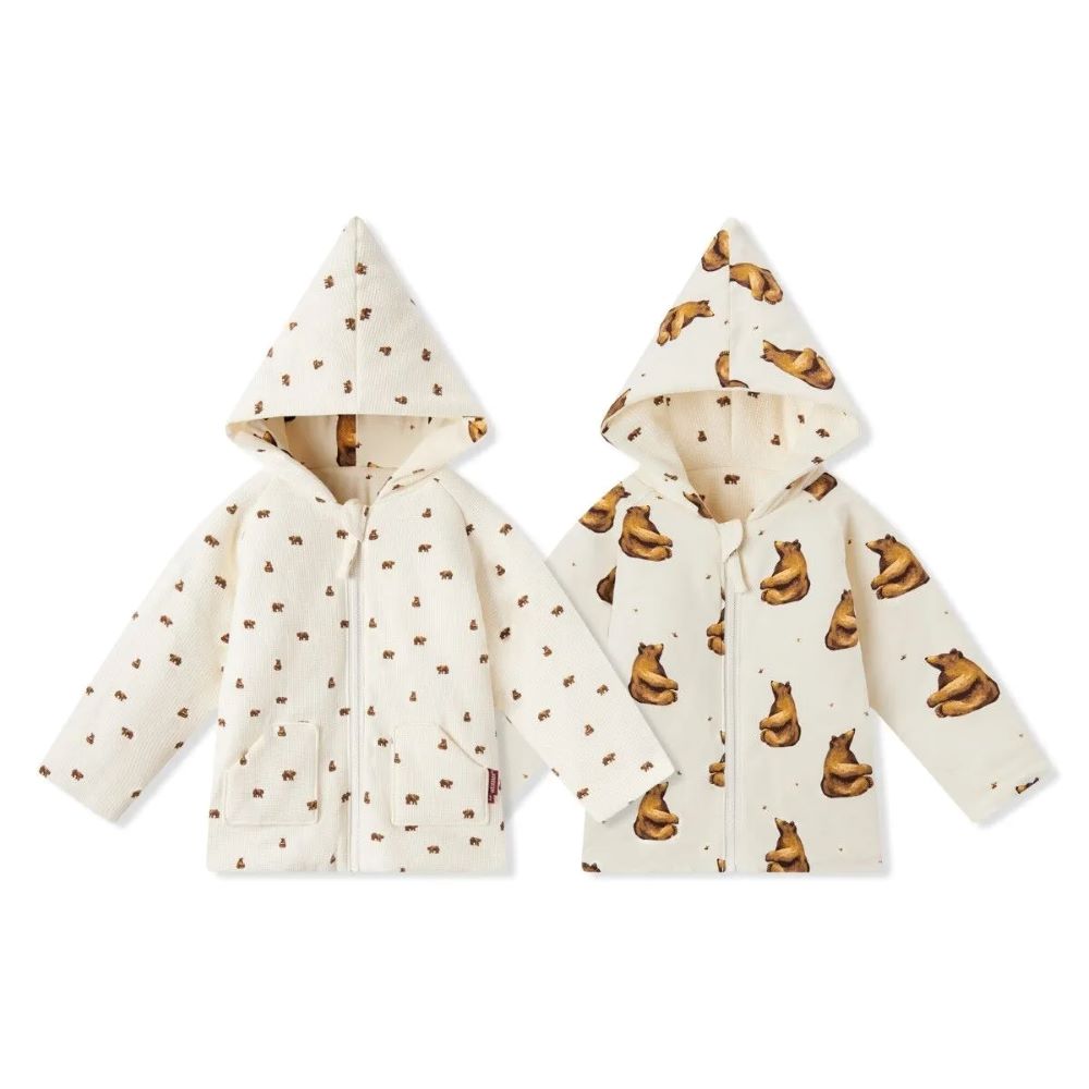 Milkbarn Reversible Waffle Knit Hooded Jacket