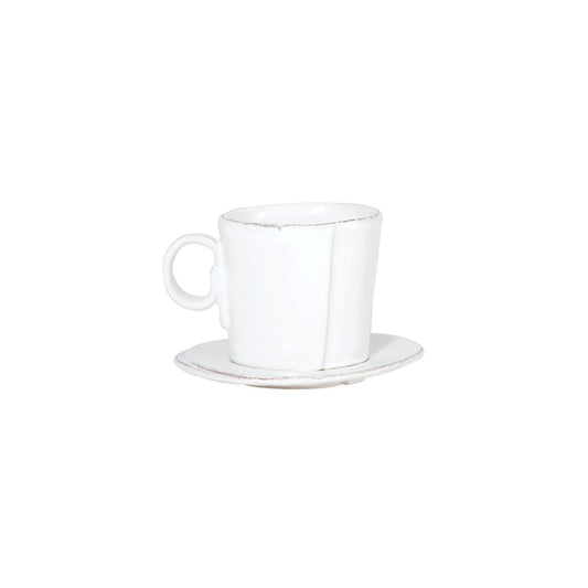 VIETRI Lastra White Espresso Cup & Saucer