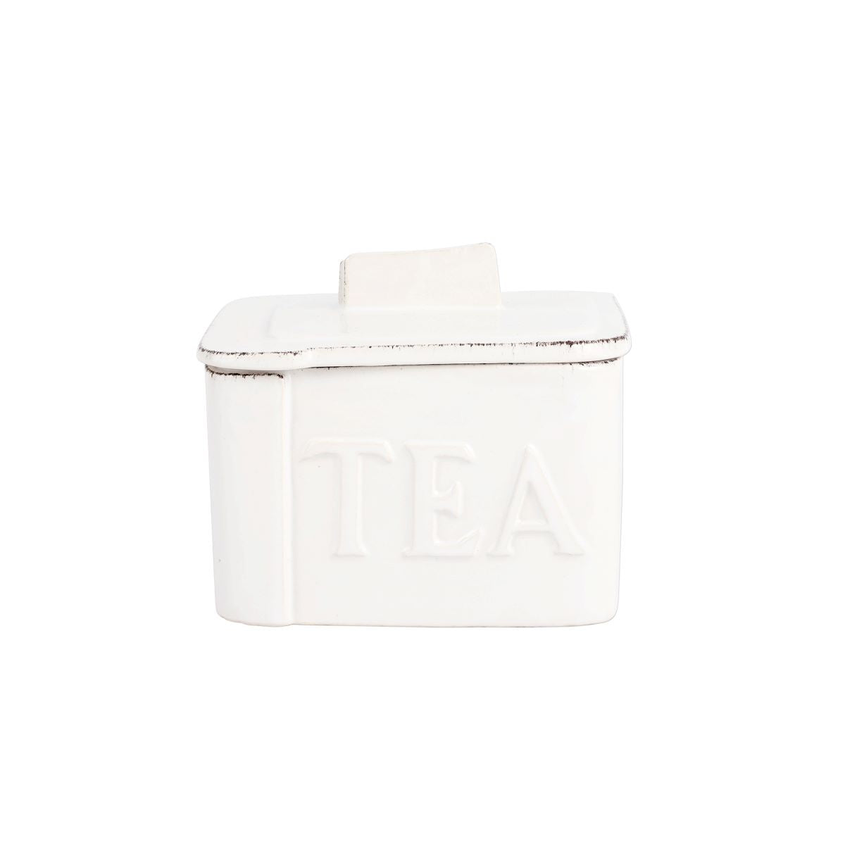 VIETRI Lastra White Tea Canister